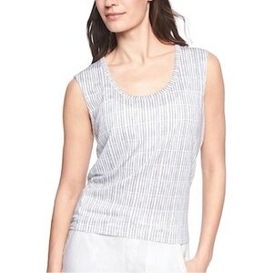 Athleta Breezy Muscle Tank Striped Cobblestone Modal Sleeveless Top Large